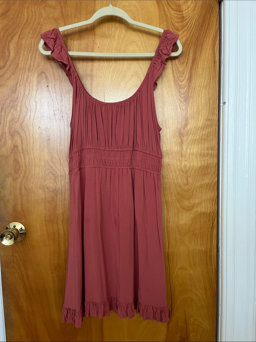 bailey blue Ruffled Strap Mini Dress in Dusty Rose